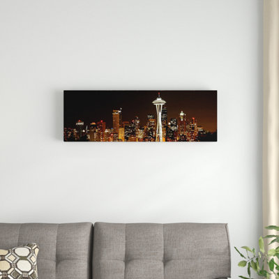 " Seattle Panoramic Skyline Cityscape (Night) " by Unknown Artist