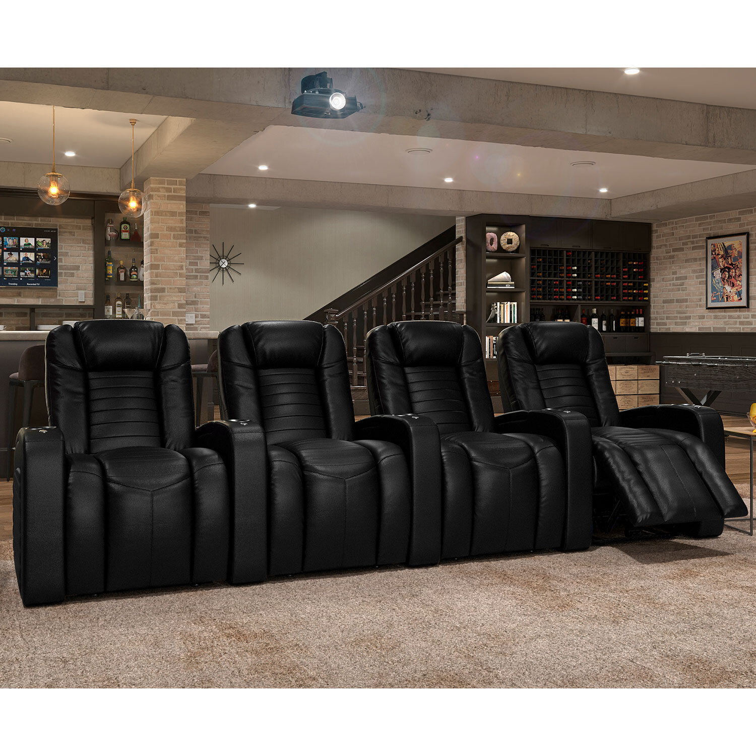 Larson leather power online reclining home theater chair