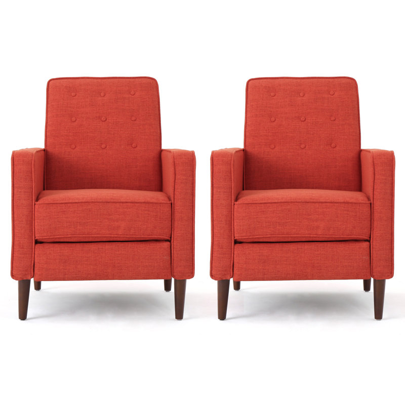 Fauteuil club inclinable manuel de 28 po de largeur Fifine, 100 % polyester orange pâle
