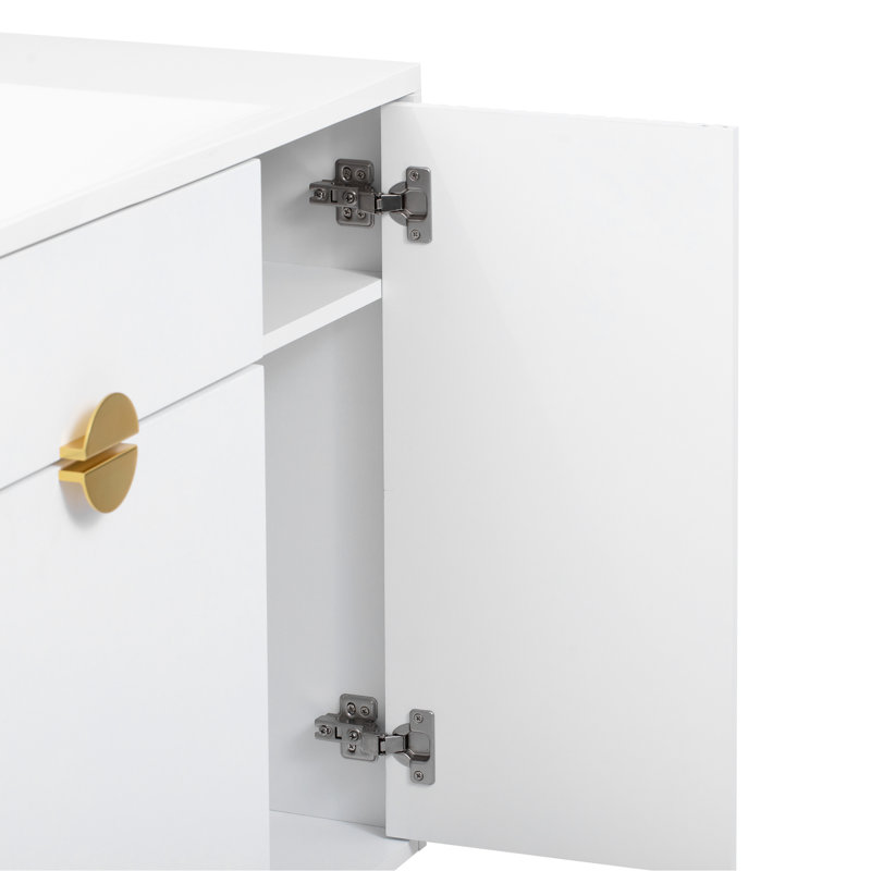 Meuble-lavabo de salle de bain 30 po avec lavabo en résine, porte escamotable spacieuse, meuble-lavabo moderne à surface lisse de 36 po, rangement réfléchi, compartiments, cuve à teinture