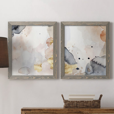 Indigo Blush and Gold I - ensemble de 2 reproductions d'art sur toile