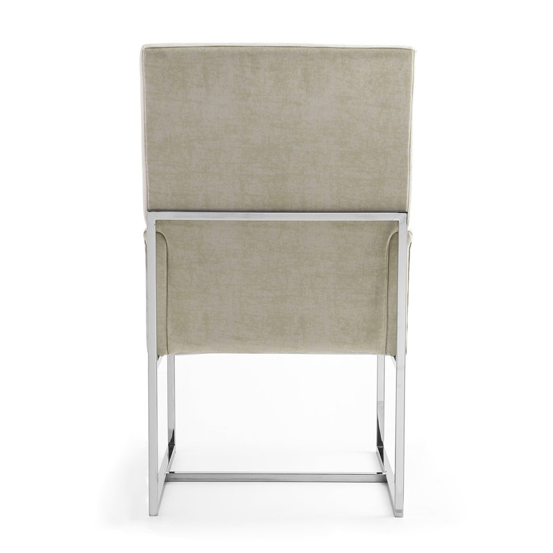 Champagne Velvet High-Back Metal Armchair