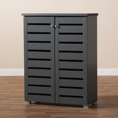 Medellin 2-Door Shoe Storage Cabinet in Dark Grey Finish, 38.3'' H X 30'' W X 13.1'' D