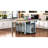 Kitchen Island With Rubber Wood Veneer, Extendable Table, 2 Drawers, Cabinets, Internal Storage Rack, Power Outlet, 6+2 Wheels, Mobile Design In Grey Blue, Ample Storage, Full - Extension Rail, Ac-1153024672