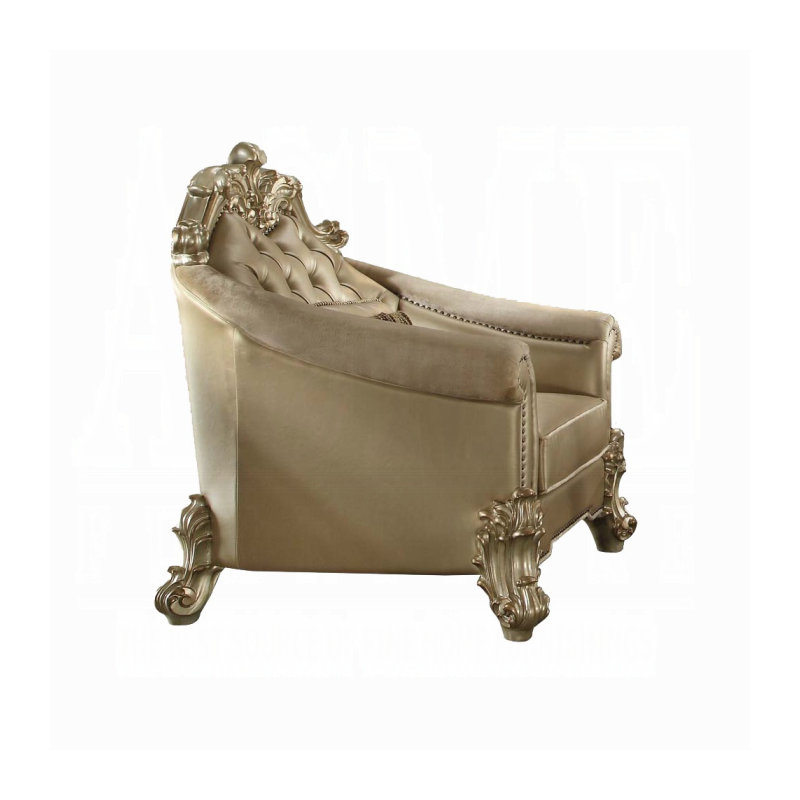 Chaise Augustine avec coussin, Or brossé