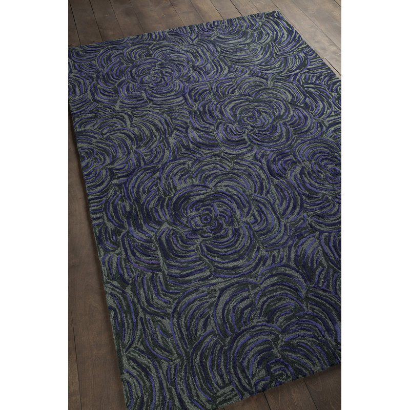 Tapis mauve/gris touffeté à la main Leia, 7 pi 9 po X 10 pi 6 po