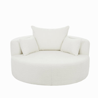 360° Swivel Chair Accent Barrel Chair Swivel Round Sofa Chair With 3 Removable Pillows For Living Room, Bedroom, Office And Hotel,Beige