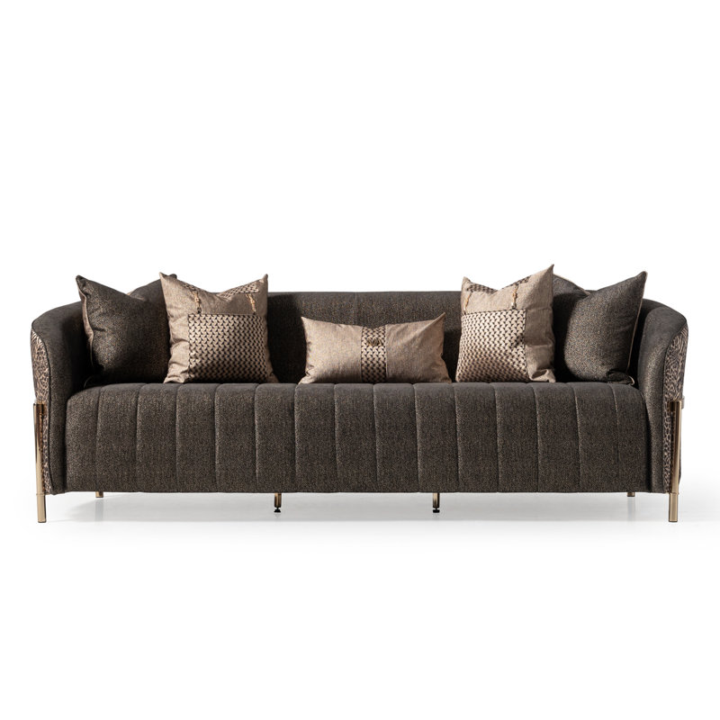Lisbon 98'' Chenille Round Arm Sofa, Onyx Chenille