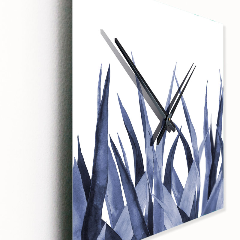 Horloge murale - Feuilles d'agave bleu marine, Grand