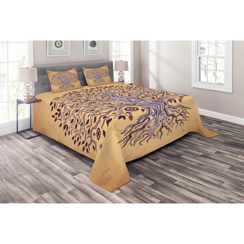 Hypnotic Eclectic Polyester Coverlet, King Bedspread + 2 Shams