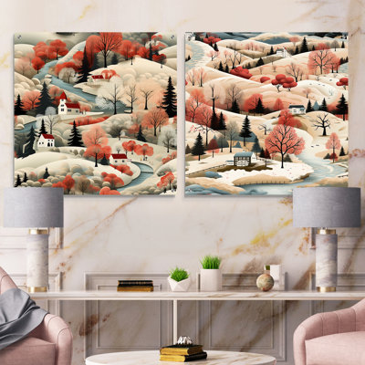 Motif scandinave d'automne II - ensemble d'art mural en acrylique sur verre floral