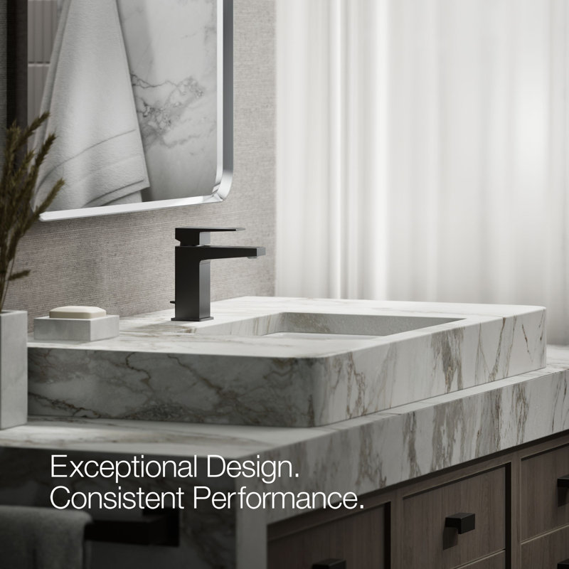 Kohler Honesty Single-Handle Bathroom Faucet with Pop-Up Drain Assembly, One Hole Bathroom Sink Faucet, 1.2 gpm, Matte Black