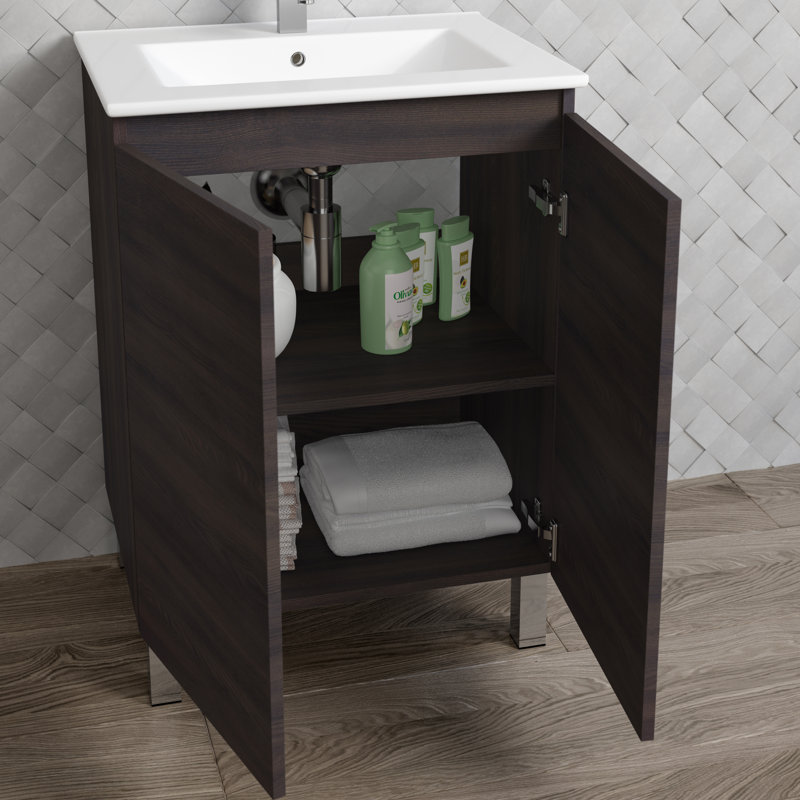 Jasso 24'' Single Bathroom Vanity with Ceramic Top, Charcoal