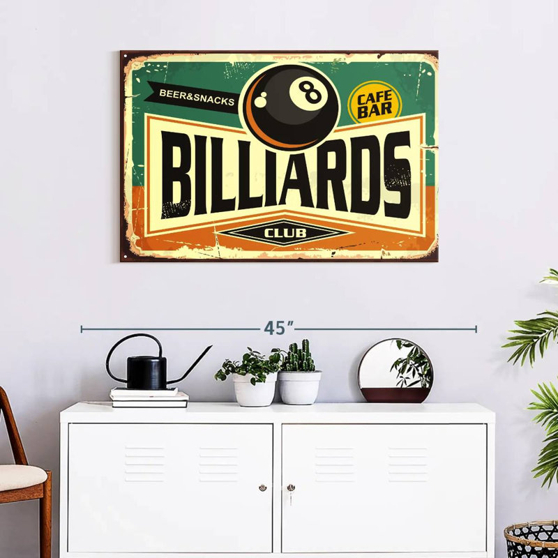 «Billiards Club», reproduction sur toile, H 24 po x l 36 po x P 1,25 po