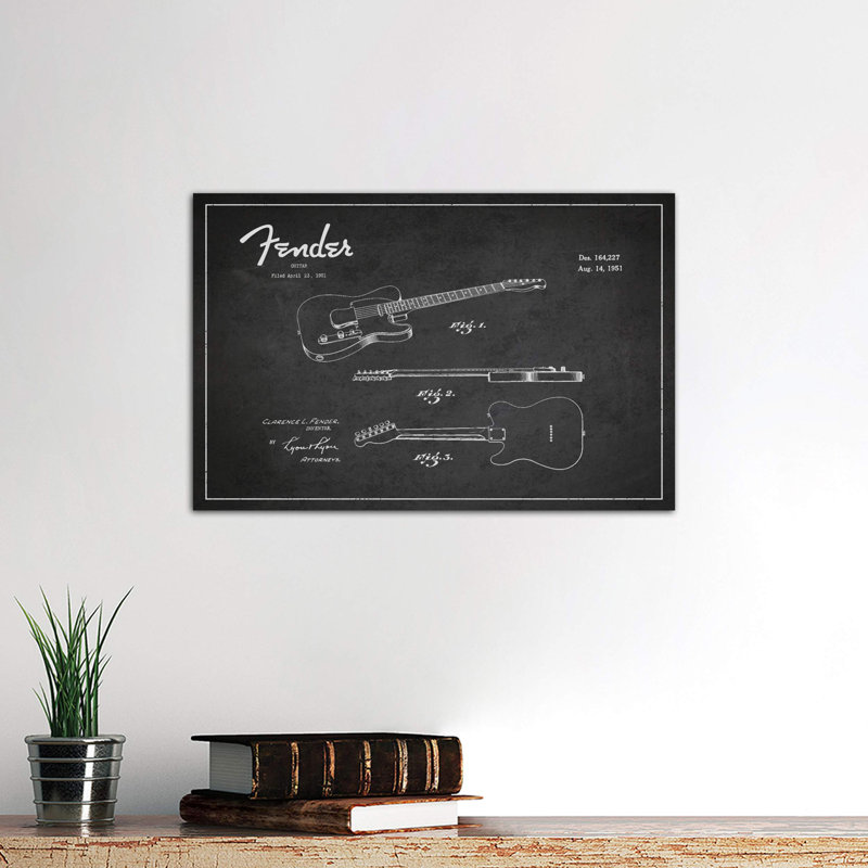 Fender Guitar Patent Blueprint - Wrapped Canvas Print, 66.04 cm H x 45.72 cm W x 3.175 cm D