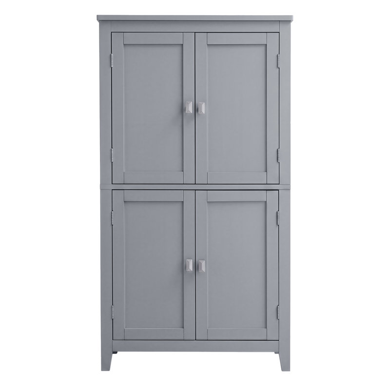 Armoire de rangement au sol à 4 portes de 43,5 po avec tablettes réglables Arhavi, Gris/argent