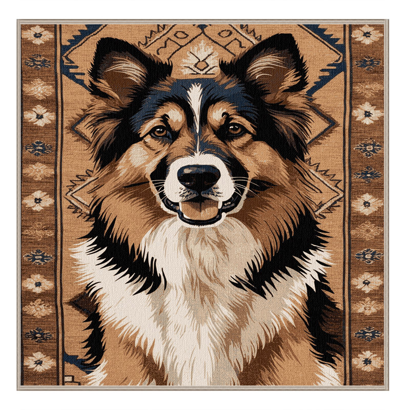 Washable Central Asian Shepherd Dog Dogs Area Rug, Square 4'