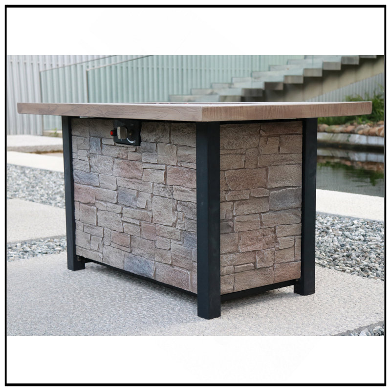 Table de foyer d'extérieur au gaz propane de 44 po x H 25 po - processus de sculpture résistant aux hautes températures de 50 000 BTU pour des matériaux écologiques avec l'effet de la pierre de culture