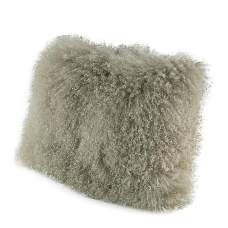 Faux Fur Reversible Throw Pillow, Grey