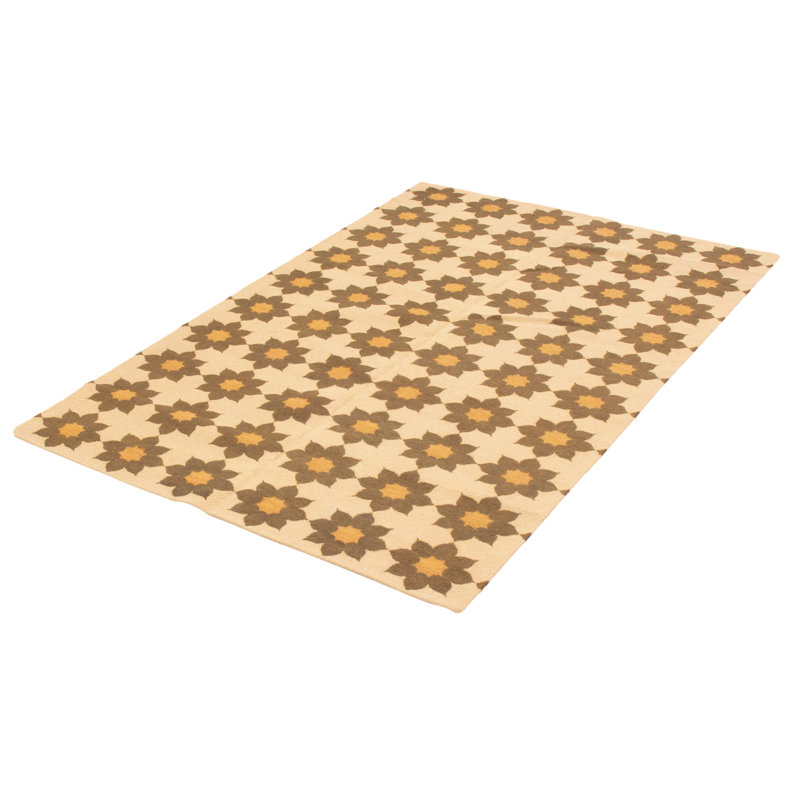 Tapis kaki clair en laine à tissage plat Lahor