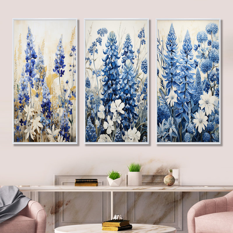 Blue Bonnets Simplicity Meadow, H 28 po x l 36 po, Cadre flottant blanc