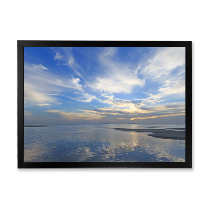 «Dramatic Tropical Beach Sunset», reproduction sur toile, Cadre d'angle fermé noir, H 8 po x l 12 po x P 1 po