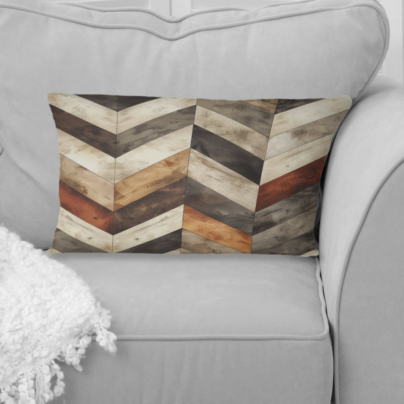 Imprimé à chevrons beige et orange - Coussin lombaire moderne
