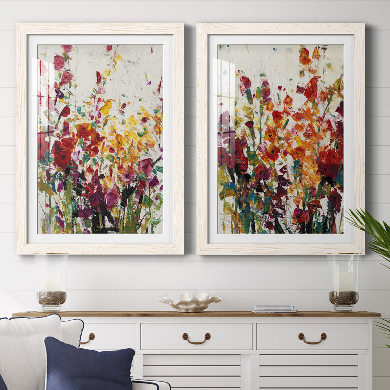 Fleurs sauvages en fleurs I encadré mat - prêt à accrocher, Cadre blanc, H 31,5 po x l 47 po x P 1,5 po