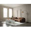 Canapé d'angle moderne 5 places en bouclette de 259 cm (102 pouces), style demi-lune, canapé de détente incurvé, revêtement en polaire teddy marron