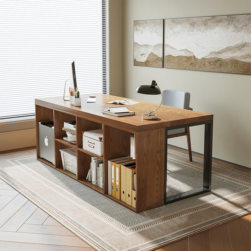 Walnut Rectangular Solid Wood Executive desk, 29.53" H*78.74" W*31.5" D