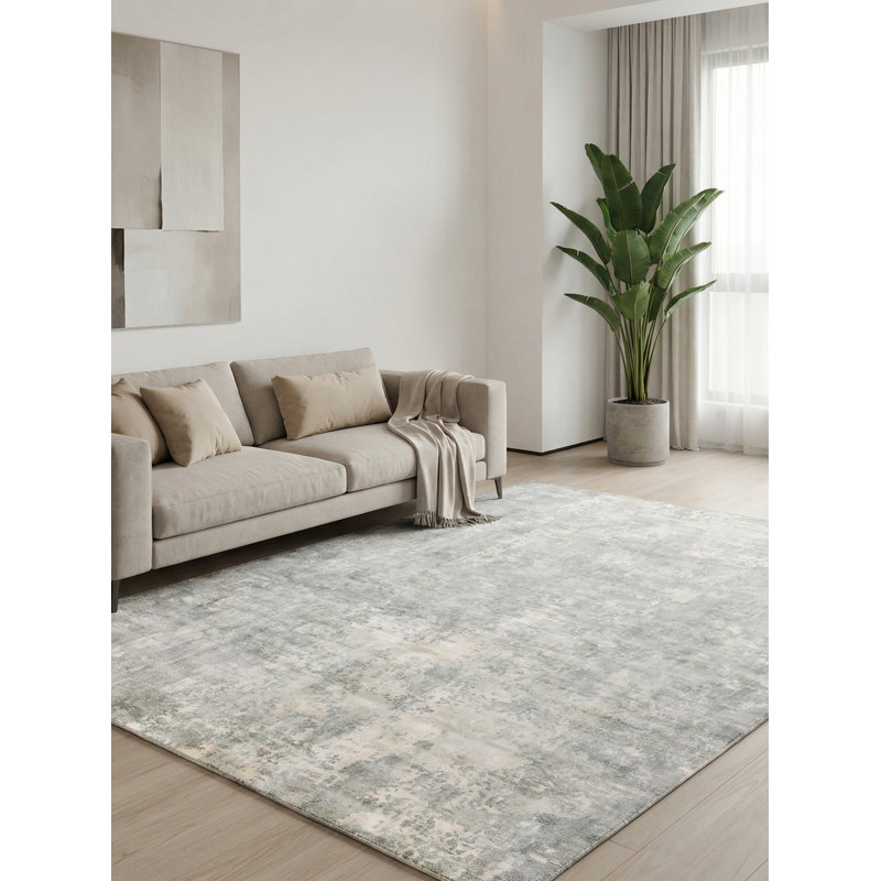 Murano Handmade Area Rug, Rectangle 6' x 9', Silver