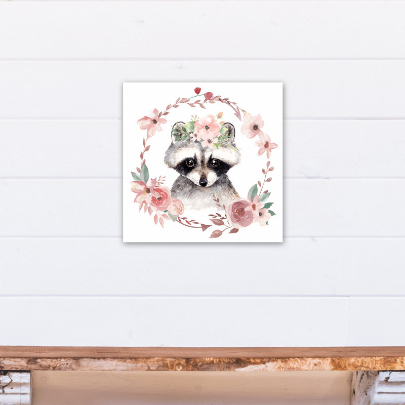 « floral raton laveur », art sur toile