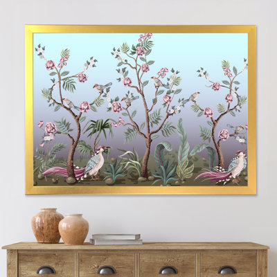 Chinoiserie avec oiseaux et pivoines II - peinture sur toile