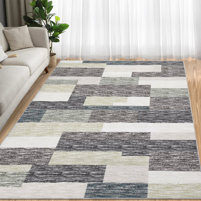 Tapis lavable à motif géométrique moderne avec envers antidérapant