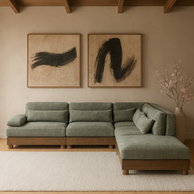 Agatha 120" Chenille Fabric Upholstered 5Pc. Modular Sectional