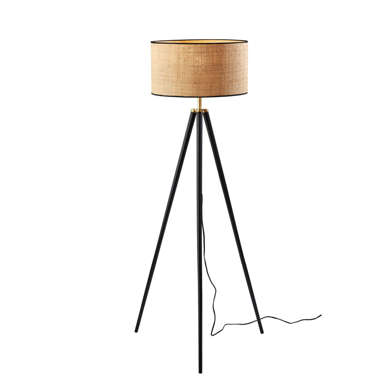 Lampe trépied 60 "Kisa, Noir/laiton antique, Brun / noir