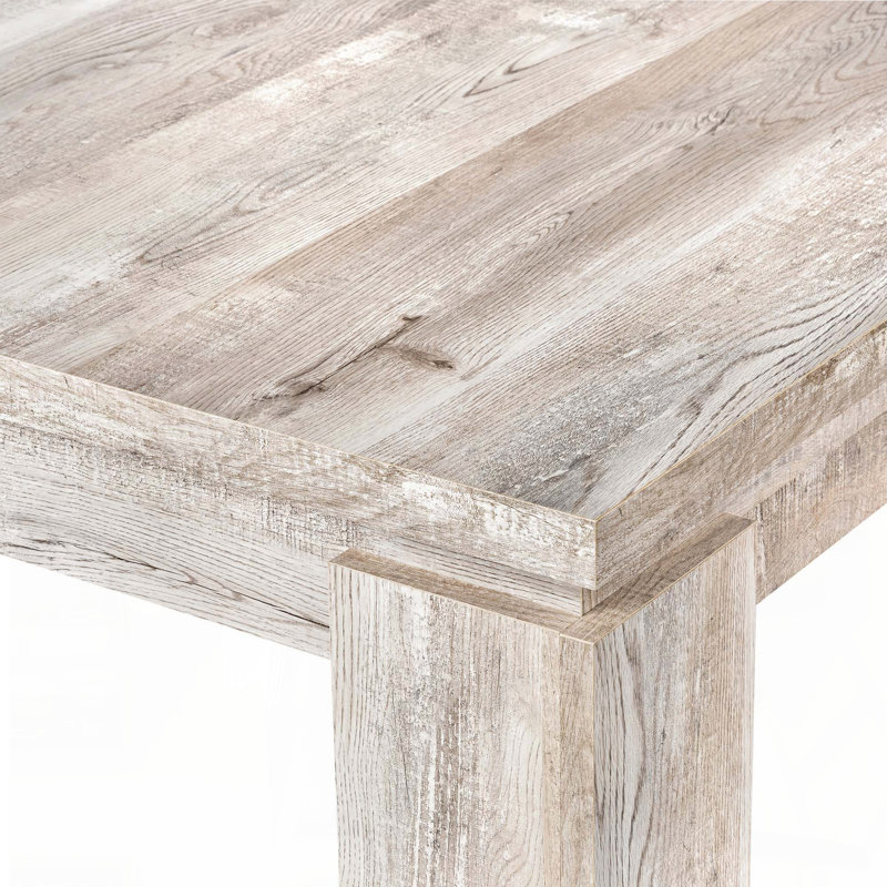 Table de salle à manger 60 "rectangulaire avec aspect bois récupéré, Gris
