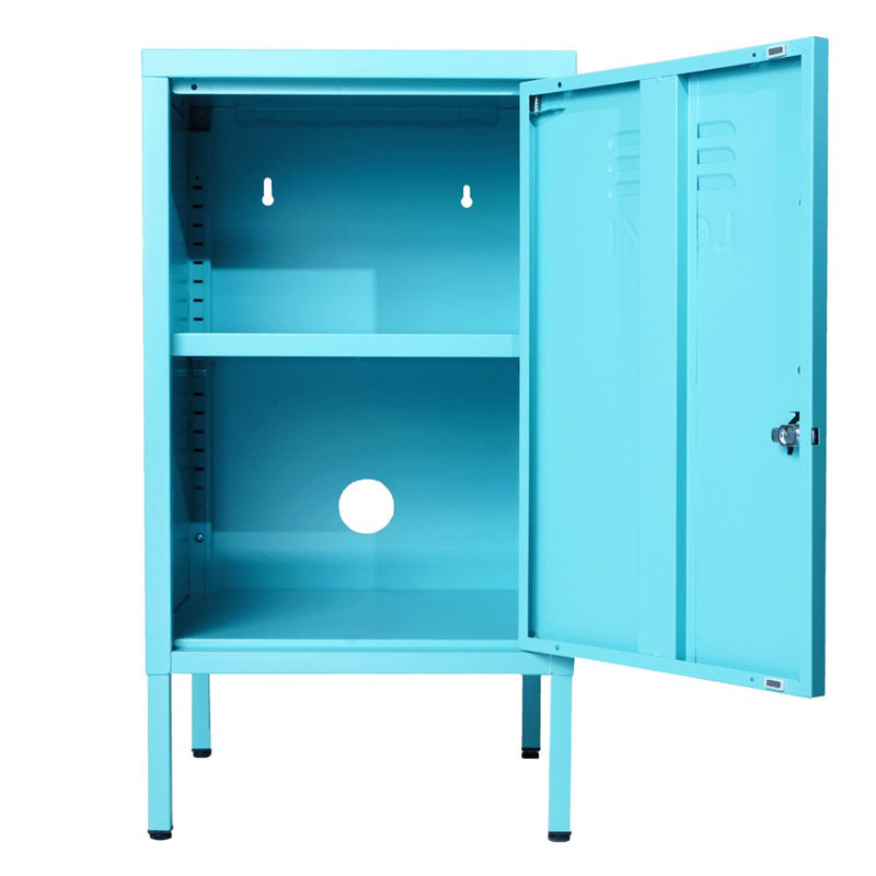 Nilan 38cm W Steel Bedside Table, Turquoise
