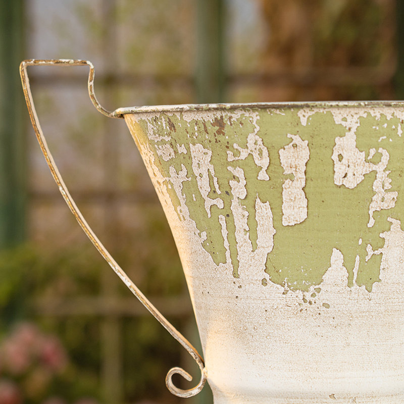 Pot à fleurs rétro en métal avec poignées - Pot de fleurs rustique pour la maison et le jardin, cadeau parfait