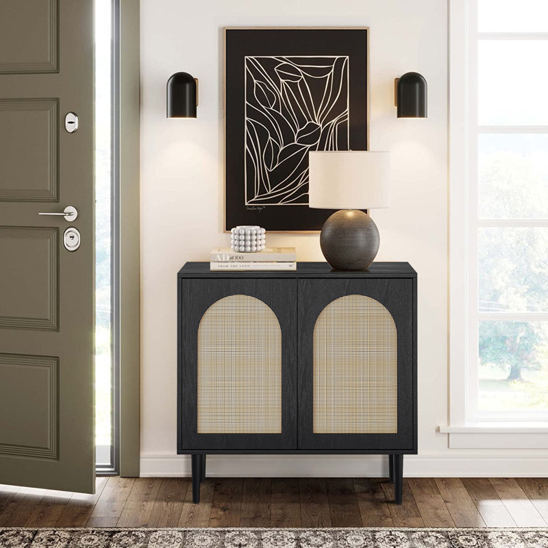 2 - Door Rectangle Accent Cabinet, Black