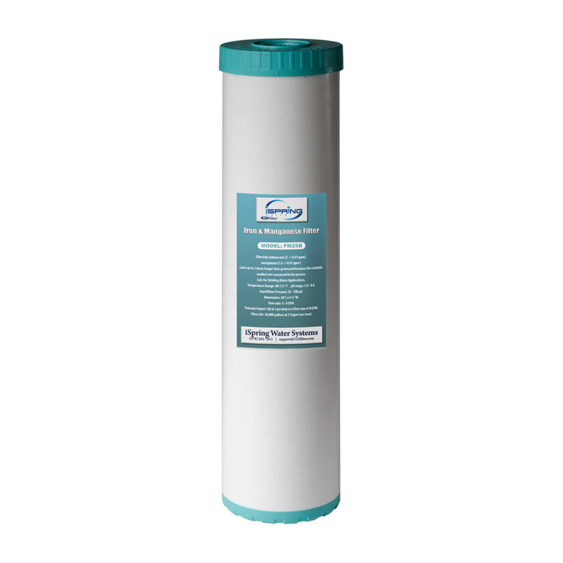 iSpring - Filtre à eau de remplacement réducteur de manganèse en fer, grande capacité 4,5 x 20 pouces