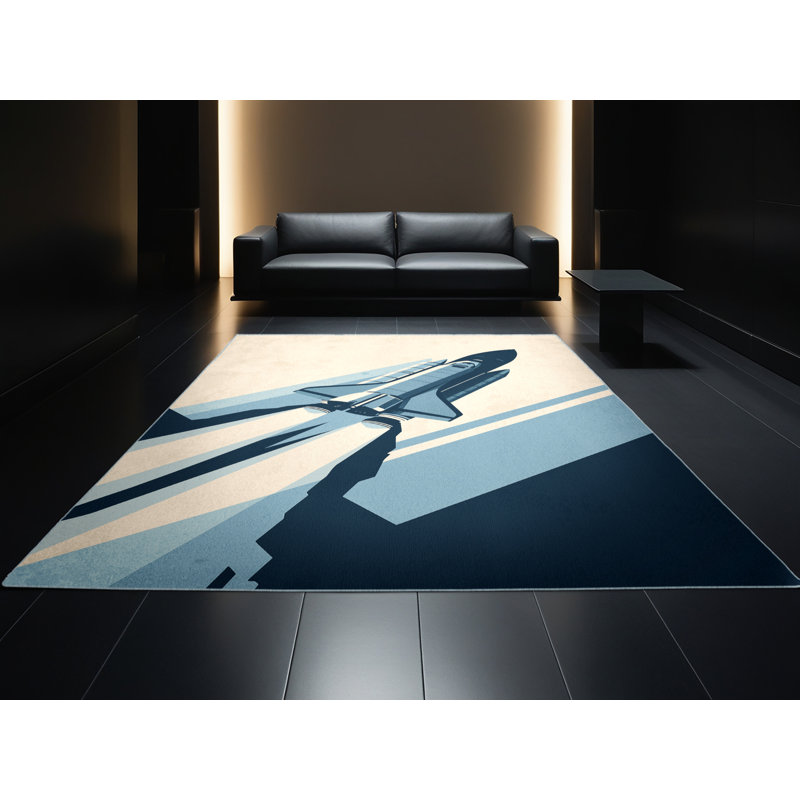 Tapis beige lavable à la machine Burkett, 5 x 8