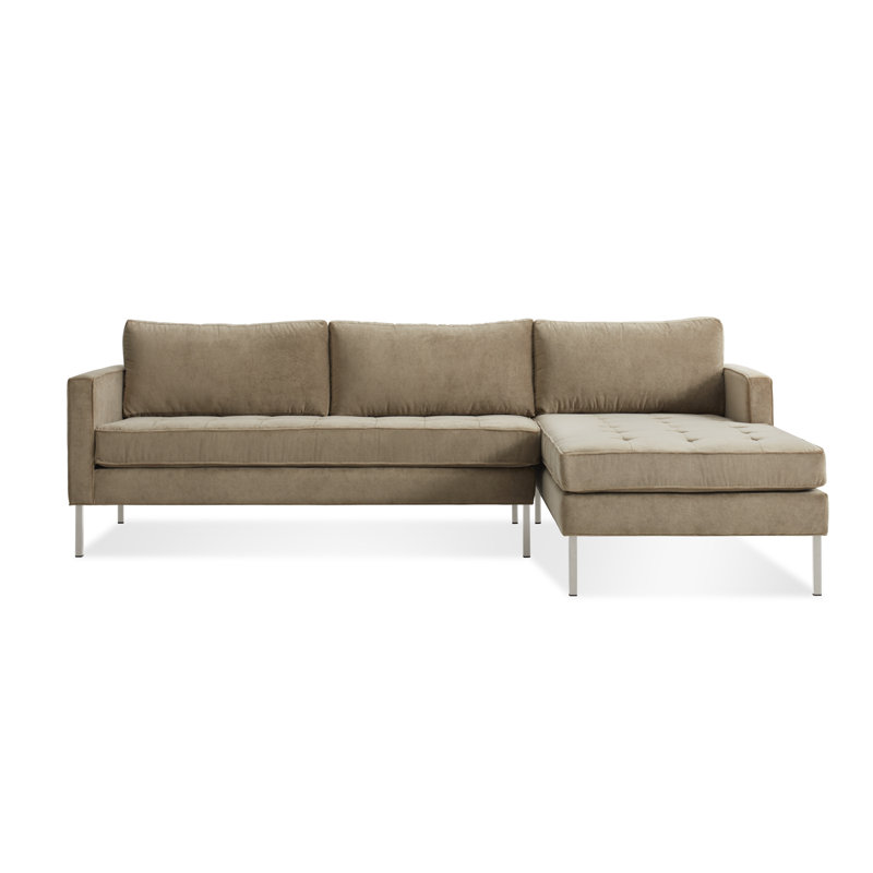 Paramount Chaise Sectional, Stainless Steel, Sanford Ceramic Crossweave, Right Hand Facing