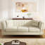 Canapé en velours beige 3, 82,67 po, avec 2 coussins, dossier à rainure verticale, mousse haute, accoudoirs évasés, pièce de salon moderne et tendance au design confortable