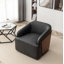 Fauteuil demi-tonneau pivotant en similicuir Broderic-1979426725