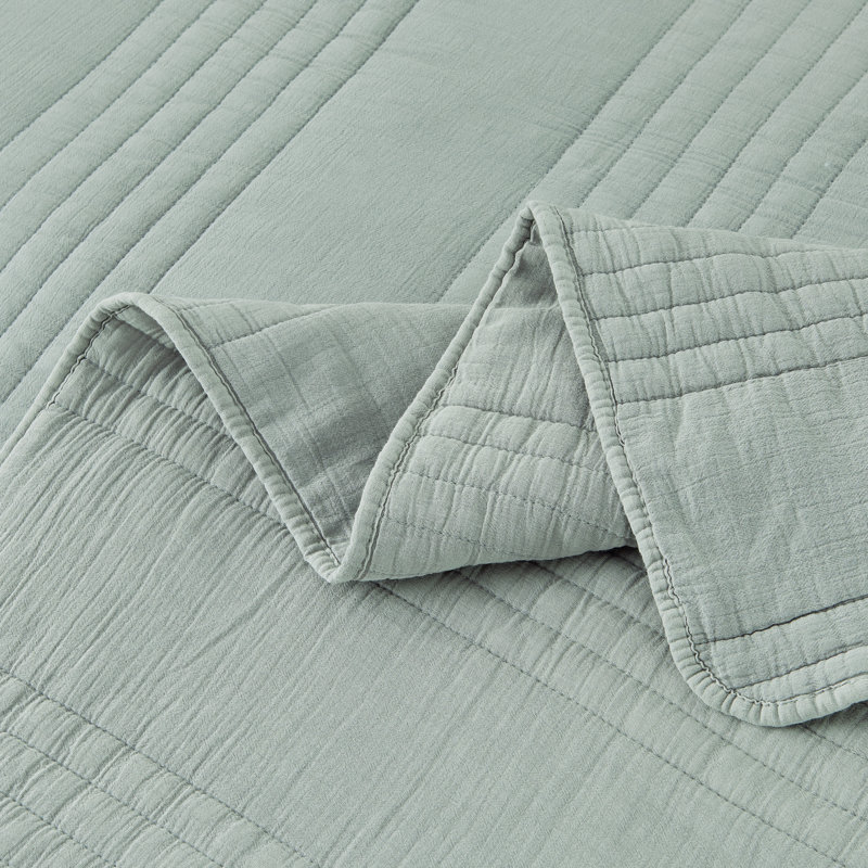 Kosovo Grimshaw 100% Cotton Quilt Set, Queen Quilt + 2 Standard Shams, Canary Green