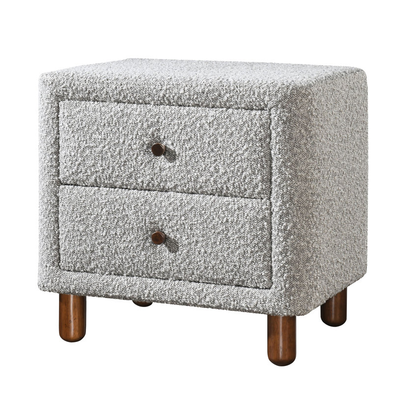 Table de chevet grise avec 2 tiroirs Grey