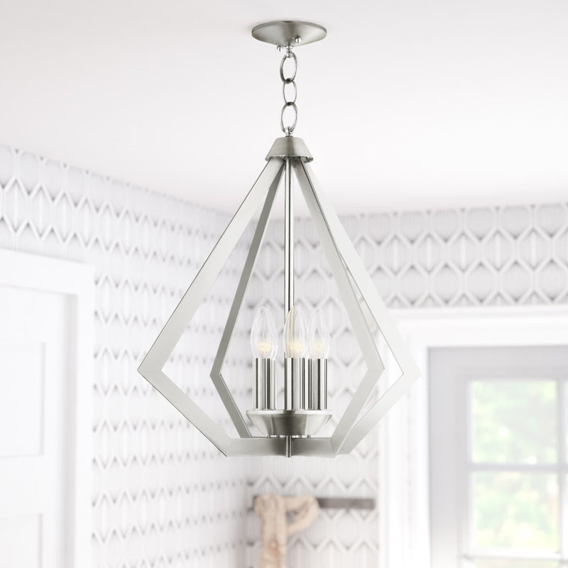 Lustre géométrique unique à 5 lumières Buckeys, Nickel brossé