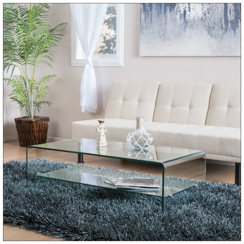 Table basse en verre avec tablette Ramona