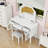 Vanity Desk with Swivel Mirror, Drawers, Cabinets and Stool